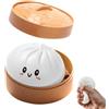 Mtbricey Dumpling Squishy Carino Panini al vapore simulati Bao con scatola a vapore morbido divertente impasto decompressione per alleviare l'ansia gnocchi non commestibili palle antistress per adulti regali