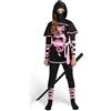 Spooktacular Creations Set di costumi da drago ninja per bambini, nero e rosa, per bambine, per feste in maschera di Halloween, taglia
