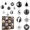 Aitsite 16 Pezzi Palline di Natale Nero e Bianco, 6CM Palline Albero di Natale Decorazioni Natalizie per Albero, Palle di Natale in Plastica, Infrangibile Appendere Addobbi Natalizi