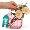 Comforder Vaso in vetro, design floreale, borsa in vetro per fiori (14 x 9,5 x 22 cm), vaso in vetro decorativo, moderno da tavolo, per matrimonio (rosa)