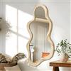 Lzuso Grande specchio asimmetrico irregolare moderno nuvola specchio da parete cornice in legno forma unica specchi da parete artistici decorativi per soggiorno camera da letto bagno ingresso corridoio