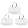 QUARKZMAN 3 Pezzi Tappo Gomma Lavello, Tappo Scarico Vasca Adatto per Scarichi da 2 a 2-1/16 Sigillo Tappo Lavello con Anello Appendibile per Bagno Cucina Lavanderia, Bianco