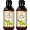 AROMATIKA Olio di Neem 2x250ml - Melia Azadirachta - Puro Spremuto a Freddo - Cura del Viso - Olio di Neem per Capelli - Pelle - Corpo
