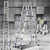 Eulenke Scala telescopica in alluminio 5 m / 2,5m + 2,5m, scala pieghevole con bilanciere e ruote, scala retrattile portata 150 kg, scala pieghevole salvaspazio, antiscivolo, argento