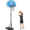 HOMCOM Canestro da Basket Altezza Regolabile 197.5-254 cm, Canestro Trasportabile con Ruote e Supporto, Blu