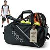 Otaro Borsa Padel 60L | Zaino con porta scarpe, vano termico e laptop | Custodia racchetta padel per 2 racchette, vestiti e accessori | Sistema di trasporto 4 in 1 | Borsa padel uomo e donna (Nero)