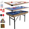 TRUIHUA Tavolo Multigioco, Gioco Multifunzione 4 in 1 Tavolo da biliardo pieghevole, biliardo, hockey, ping pong, bowling, shuffleboard e tris con tutti gli accessori(1.2m)
