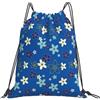 HLBSDM Zaino pieghevole con coulisse, blu cobalto, con grazioso motivo floreale, elegante zaino da esterno per concerti.