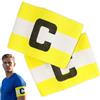 OHPHCALL Fasce da Capitano Calcio in Nylon Giallo 2 Unitá Chiusura a Strappo Elastica Fascia da Braccio Regolabile per Allenamento Sportivo