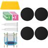 Tinoaly Autoadesivo Trampolino Toppa Riparazione Kit, 4Pz Toppe Rovde di Riparazione 2 Colle & Raschietto Veloce per Tappeto Trampolino Lacerazioni o Buchi (Nero)