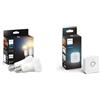 Philips Hue White Ambiance 2 Lampadine LED Smart, Bluetooh, E27, 6W, Dimmerabili, Luce Bianca da Calda a Fredda, Bianco & Sensore di Movimento, Accensione e Spegnimento Automatico Luci Smart, Bianco