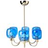 SP Light and Design Diva Sospensione 6 B, Struttura Oro, Vetro Blu Lampada 4 W