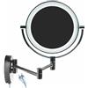 HIMRY Illuminato Specchio da Parete 7X Ingrandimento, 8,5 Pollici LED Cosmetico Specchio da Barba per Trucco, Braccio Regolabile, Pieghevole Muro Specchio da Bagno, Vero Metallo Cromato KXD3129-7x