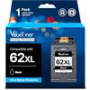 Valuetoner 62XL Nero Compatibile con HP 62 Cartucce 62XL Nero per HP Officejet 250 Mobile Cartucce Envy 5540 5640 7640 5548 5646 5544 Officejet 5740 5742 (1 pacco, nero)