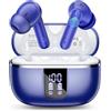 OWMSIC Auricolari wireless Bluetooth 5.4 con 4 microfoni con cancellazione del rumore, auricolari in-ear 46H con suono stereo 3D bassi, orecchie piccole, display a LED, chiamate allenamento sportivo