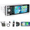 Podofo Autoradio Bluetooth 1 Din con Carplay, Android Auto, Autoradio con Display IPS da 5,1 Pollici Supporta la Connessione Specchio, FM Radio + Telecamera Posteriore e Microfono