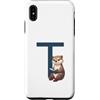 Timowo Studio Custodia per iPhone XS Max Lontra Con Libro Lettera T