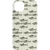 Mint Violet Designs Custodia per iPhone 14 Plus Disegno a tema pesca crema e nero Trota Fish Pattern.
