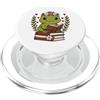 Bookworm Cute Frog Reading Book Frog Reading Book Graphic Frog con libro floreale PopSockets PopGrip per MagSafe