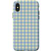 Preposh Custodia per iPhone X/XS Blu e Giallo Burro Gingham Estetica Preppy Girly