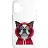 Boston Terrier Puppy Lover PS Custodia per iPhone 16 Patriot Boston Terrier Closeup Portrait US Flag Occhiali da sole