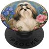 Belle Epoque Animals Design floreale Art Nouveau con cane Shih Tzu PopSockets PopGrip Adesivo