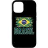 Brazilian Culture & Ancestry Apparel Custodia per iPhone 12/12 Pro Bandiera Brasile Camo Tipografia Orgoglio Brasiliano Tattered