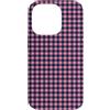 Preposh Custodia per iPhone 14 Pro Blu Navy Rosa Mini Gingham Carino Piccolo Check Preppy