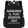 Custom Zaino personalizzata il tuo con Foto Testo Nome o logo - personalizzabile, per bambini, unisex, Zaino scolastico leggero per studenti, viaggi, campeggio e ritorno a scuola