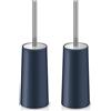 Wsedor IXO Scopino per WC e supporto, confezione da 2 scopini per WC con manico lungo in acciaio inossidabile 304, scopino per WC, ergonomico, elegante, durevole (blu)