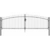 vidaXL Cancello da Giardino con Punta a Lancia, Doppio Battente, Grigio 4 x 1,5 m | Realizzato in Acciaio, Stile Moderno, Resistente e Protetto dai Raggi UV, Ideale per Spazi Esterni, Terrazzi, Sicu
