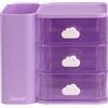 Colourbook Cubby - Organizer Scrivania 3 Cassetti, Mini Cassettiera Portaoggetti, Porta Minuteria (Lavanda)