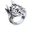 HIJONES Anello Anubis Croce Oro Dio Antico Egitto da Uomo in Acciaio Inossidabile Argento Misura 22