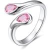Bestyle Anello Donna Argento Regolabile a Goccia con Pietre Portafortuna