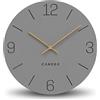 Cander Berlin MNU 2630 H - Orologio da parete in MDF silenzioso, senza rumore di ticchettio, 30 cm, analogico, per soggiorno, moderno, vintage, grigio, lancette in legno