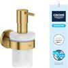 GROHE Start Dispenser di Sapone con Supporto (Metallo e Vetro, Capacità 160 ml, Fissaggio Nascosto, Viti e Tasselli Inclusi), Oro Spazzolato Cool Sunrise, 41063GN0