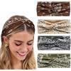 ZWWOGE 4 fasce per capelli da donna, 4 pezzi, fasce elastiche multicolori boho, fasce elastiche morbide, bandana per capelli, accessori per capelli alla moda da donna per yoga, sport e cosmetici