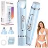JTF Rasoio Elettrico Donna 4-in-1 per Parti Intime (Blu) | Depilatore per Bikini, Viso, Ascelle,Gambe e Braccia,IPX7 Impermeabile,Ricarica USB,Uso Bagnato e Asciutto