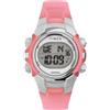 Timex Orologio sportivo unisex da 33 mm, cinturino in resina rosa, quadrante digitale, cassa argentata TW5M61600