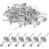 ChauLanBow 60 rivetti ciechi in alluminio con grande flangia, rivetti ciechi in alluminio, set di rivetti ciechi di qualità industriale, confezione da 60 (argento) (4,8 mm x 10 mm)