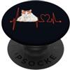 Turkish Van Cat Breed Lover Studio Turco Van Heartbeat ECG Gatto Mamma Felino Papà PopSockets PopGrip Adesivo