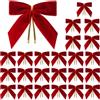 Generico Fiocchi per Albero di Natale - 24 Pezzi Fiocchi Ro-SSI per Albero di Natale | Piccoli Ornamenti in Nastro di Velluto Vintage | Fi-occo Decorativo in Velluto per Ghirlande, Feste ()