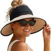 Creekstone Cappello da donna con visiera parasole, visiera in paglia da spiaggia, UPF 50+, ripiegabile, cappello da sole a coda di cavallo per viaggi estivi