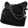 TocaFeank Berretto Gotico | Cappello con Orecchie di Gatto | Berretto con Orecchie Gatto con Catena Punk e Ciondolo a | Cappello all'Uncinetto Gatti Neri Punk | con Gatti Goth Grunge Y 2 k