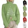 Generic HUIFUAO Dolcevita da donna maglione natalizio divertente albero di Natale stampa Babbo Natale maglione di Natale Plus Size abiti natalizi morbido collo a lupetto maglieria a maniche lunghe top