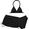 InfiniZer Bikini da ragazza, set da tre pezzi con grembiule, traspirante e confortevole, bikini per adolescenti, bikini per bambini, adatto per ragazze 8-14 anni, Nero , 12-13 Anni