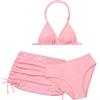 InfiniZer Bikini da ragazza, set da tre pezzi con grembiule, traspirante e confortevole, bikini per adolescenti, bikini per bambini, adatto per ragazze 8-14 anni, Colore: rosa., 10-11 Anni