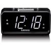 Lenco Radiosveglia con display a LED, 18 x 9,7 x 7,8 cm, nero, digitale, doppia sveglia, luce notturna, funzione di ricarica USB, alimentazione di rete