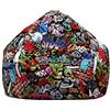 Treer Fodera per Pouf a Sacco per Adulti e Bambini, Hip -Hop Graffiti Stampa Copertura per Poltrona Sacco con Cerniera e Senza Imbottitura, Pouf a Forma di Pera Bean Bag Cover (70x80 cm,Rosso)