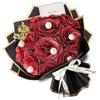 JINXIXI Bouquet di 12 rose glitterate rosse, kit fai da te per bouquet di fiori artificiali con 6 fiori di perle finte, carte per avvolgere i fiori, steli e biglietti per regali di San Valentino